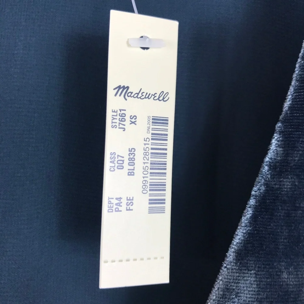 NWT Madewell Velvet Button Fron Midi Dress Casual Forgotten Sea XS - Picture 7 of 11